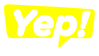 Logo Yep Casino — żółty dymek z napisem Yep! i biały napis CASINO